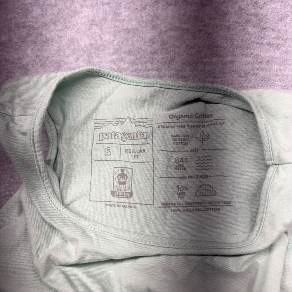 Patagonia Womens Organic Cotton P-6 Logo Tank Top Mint Green Small Regular Fit - Picture 3 of 6